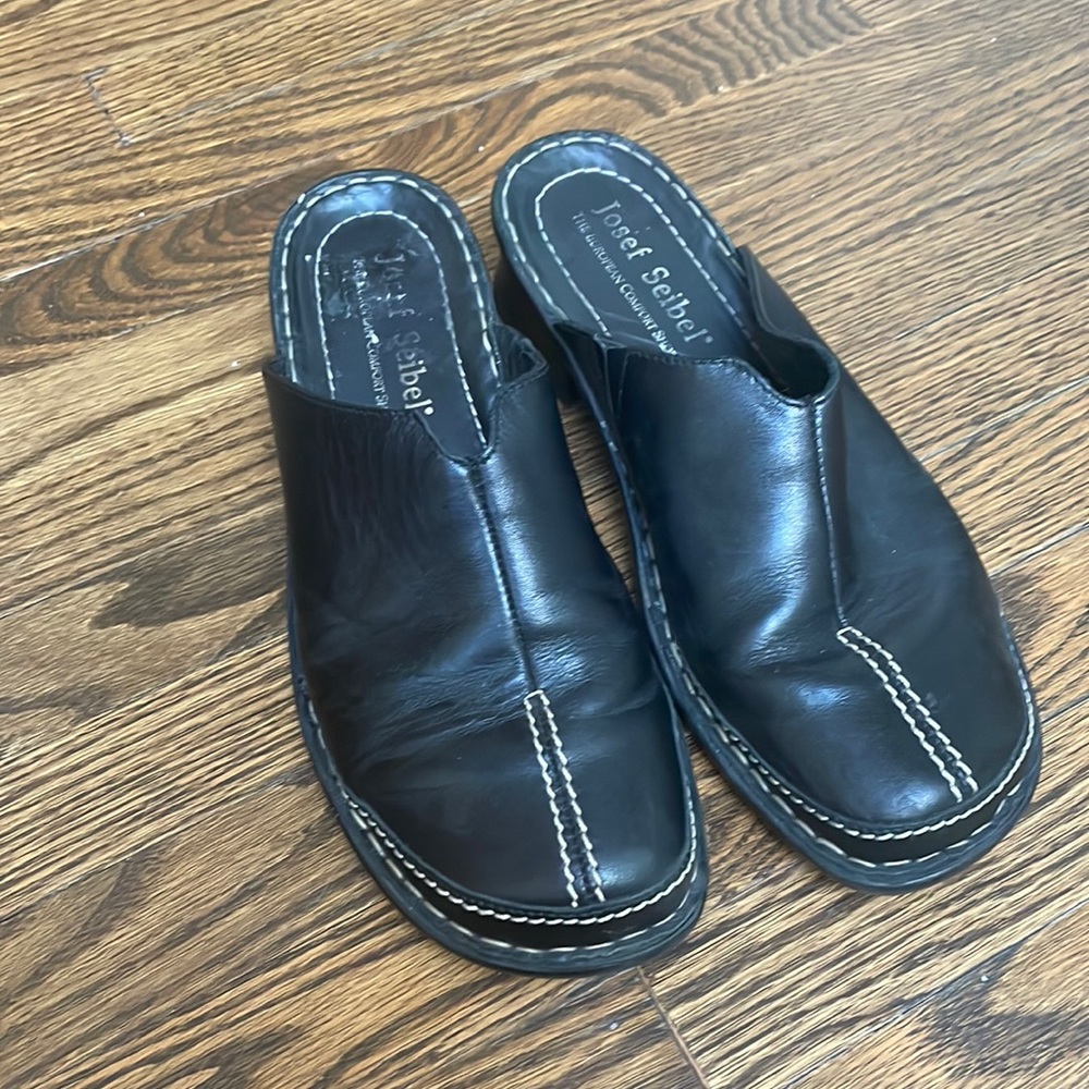 Joseph Seibel Black Slip On Low Heel Shoes Clogs